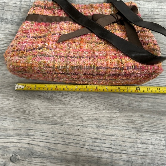 B's Bags Multicolor Woven Tweed Purse w/ Brown Bow - Picture 12 of 12